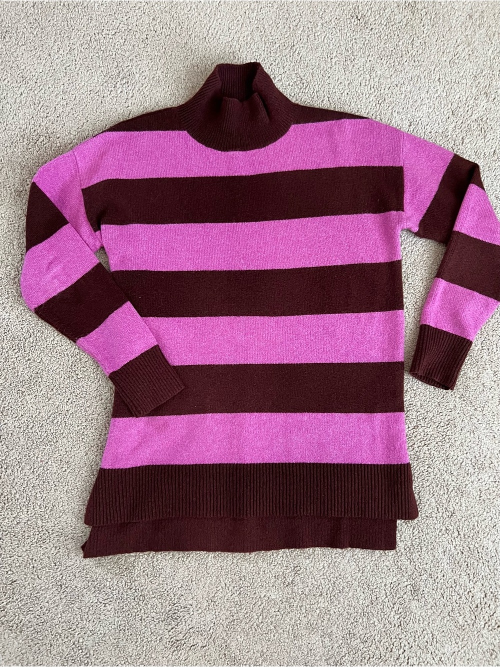Loft Striped Pink and Maroon Women's Sweater